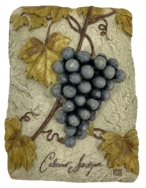CB Cabernet Sauvignon blue grapes wine wall art tile plaque resin 3D 6x4.75 CB Cabernet Sauvignon blue grapes wine wall art tile plaque resin 3D 6x4.75