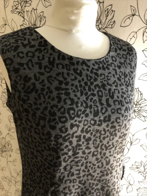 Next Animal Grey Print Sleeveless Dress With Pockets Size 10