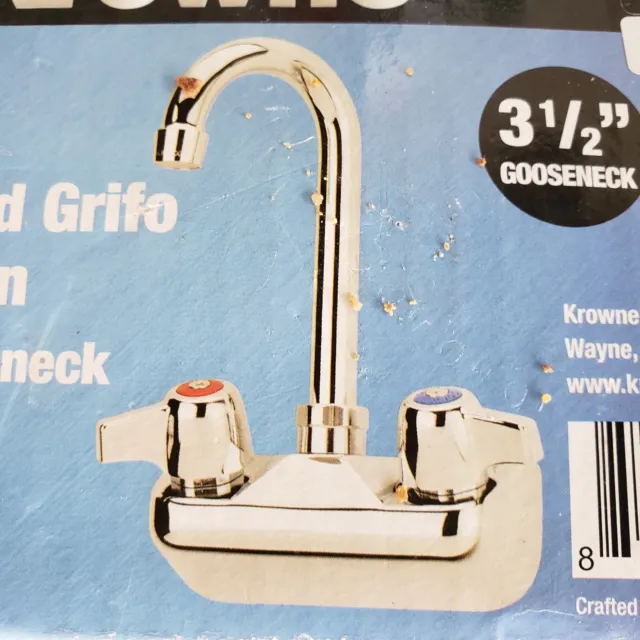 Krowne 10-400L Silver Series Wall Mount Faucet 4" Centers 3-1/2" Gooseneck Spout