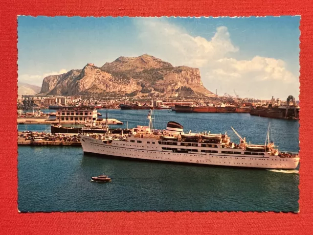 Cartolina - Palermo - Veduta del Porto - Monte Pellegrino - 1970 ca.