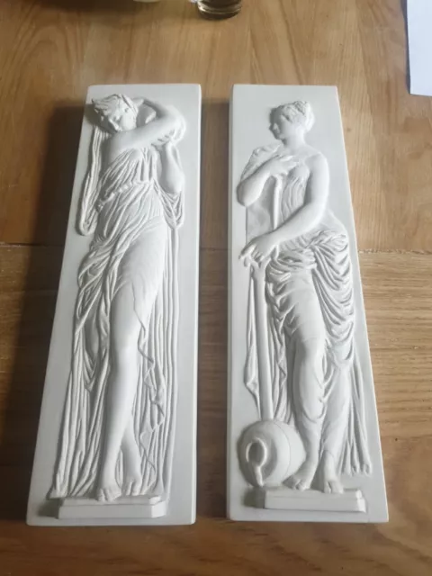 Pair Of Plaster Wall Plaques, Nymph & Water Bearer, Fountain Of The Innocents