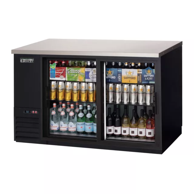 Everest EBB59G-SD 57" Two Section Back Bar Cooler with Glass Door, 17.0 cu. ft.