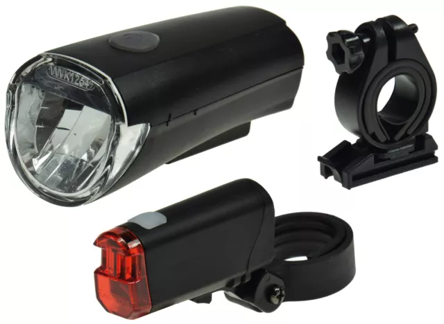 Fahrrad LED Beleuchtung Set Fahrradlicht Scheinwerfer + Rücklicht Batterie StVZO