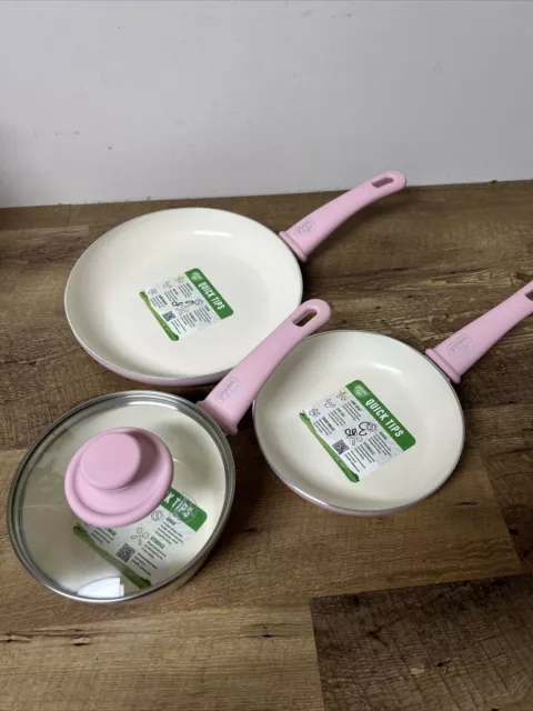 Juego de utensilios de cocina antiadherentes de cerámica saludable GreenLife Soft Grip ollas