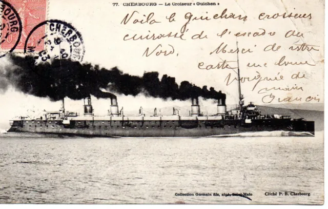 Cpa 77 Cherbourg Le Croiseur Guichen Germain 1903 Manche 50 Carte Postale