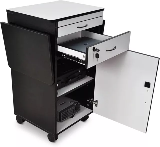 Luxor Wood Multimedia Workstation Cart, 38" High; Durable Black/Gray Laminate 2