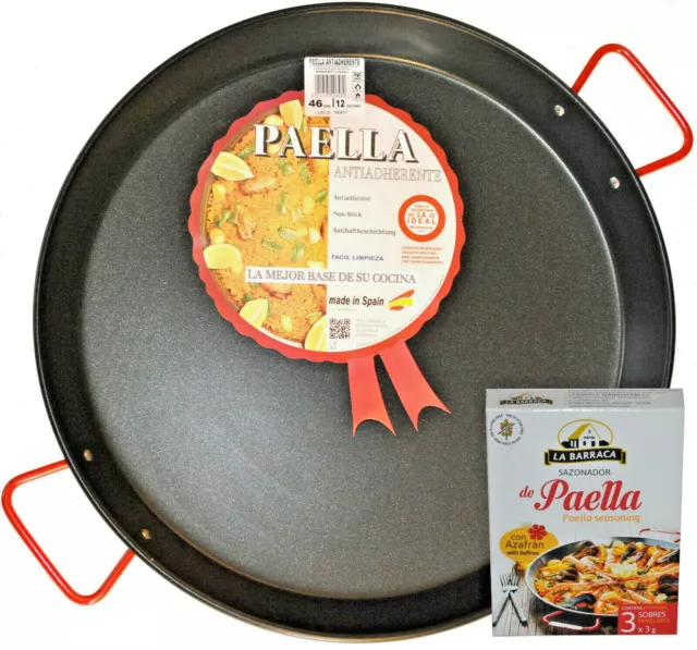 Paella Pan Non-Stick 30cm - 60cm Non Stick Paella Pan + Authentic Spanish GIFT