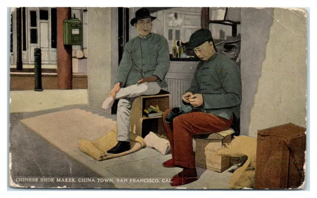 Early 1900s Chinese Shoe Maker, Chinatown, San Francisco, CA Postcard *6L7