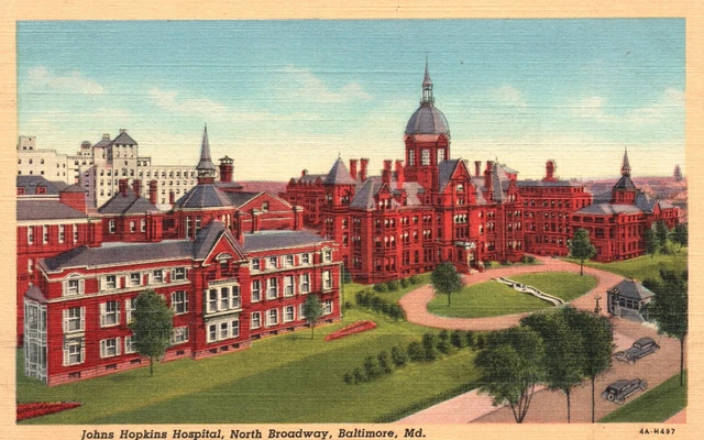 Vintage Postcard John Hopkins Hospital Building N Broadway Baltimore Maryland MD