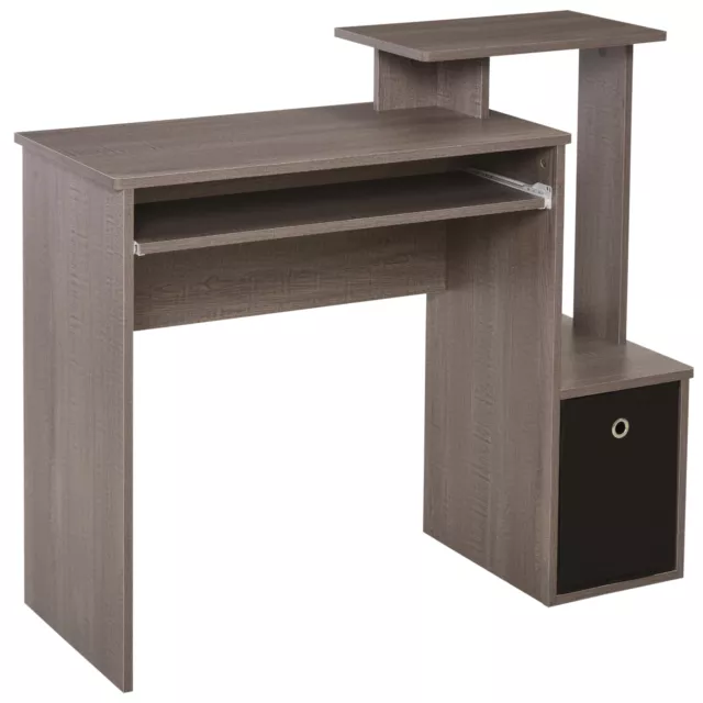 Computer Desk with Sliding Keyboard Tray Storage Drawer Shelf Workstation Grey