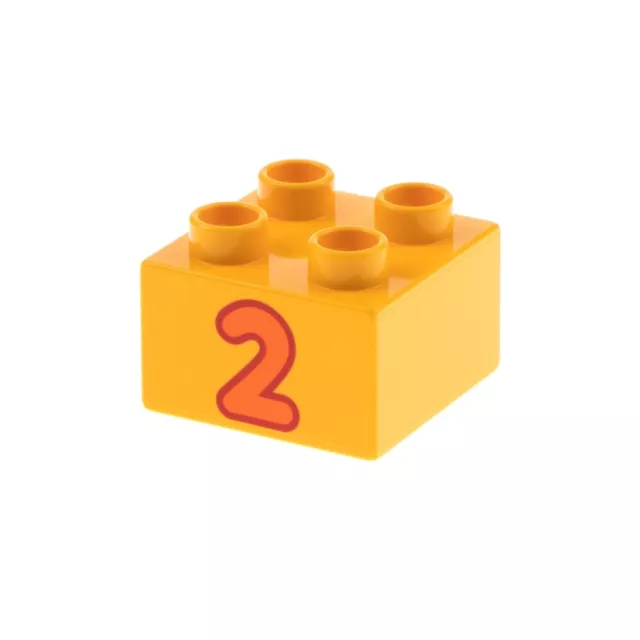 1x Lego Duplo Construcción Motivo Piedra 2x2 Claro Naranja Estampado Núm 2 Set