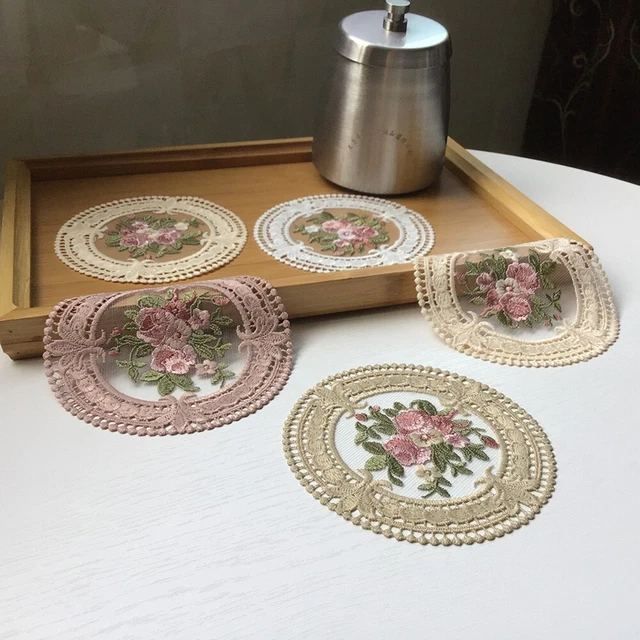 Estera de mesa duradera montaña rusa de encaje reutilizable mantel lavable boda 11 cm
