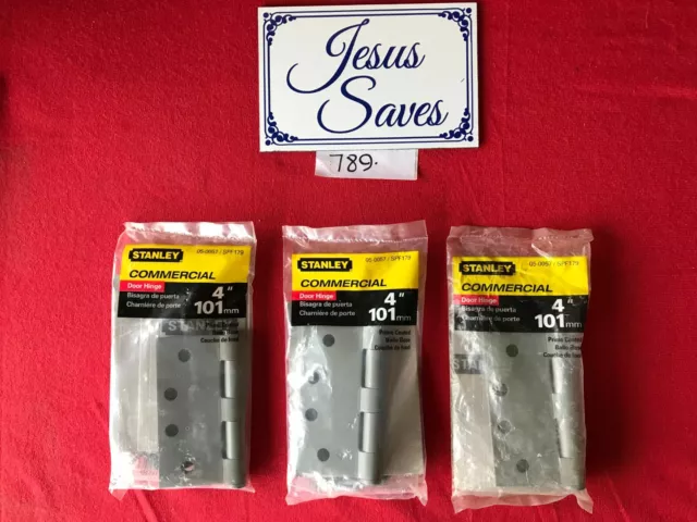 Lot Of (3) STANLEY 4'' Heavy Duty Commercial Hinges Prime Coated spf179  05-0057