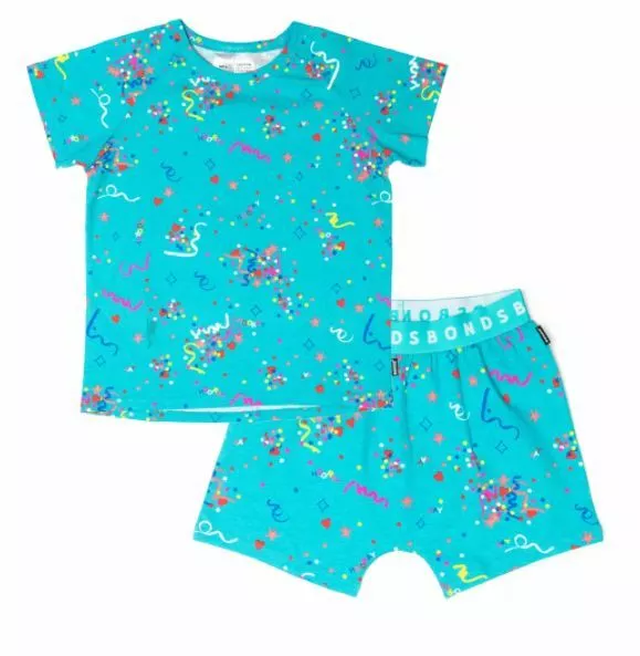 Bonds Kids Sleep Short Sleeve Short PJ Set sizes 1 2 4 5 Colour Hooray Confetti
