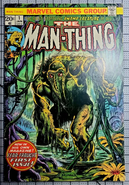 The Man Thing #1 1978 1st Solo Title MID GRADE Key Grail Pressed and Cleaned