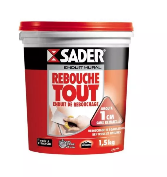 Enduit de rebouchage rebouche tout pâte trou fissure saignée 1.5kg SADER