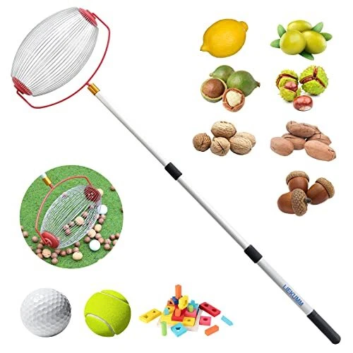 Large Walnut Picker,Garden Nut Rolling Picker with 51.6'' Adjustable Long Handle