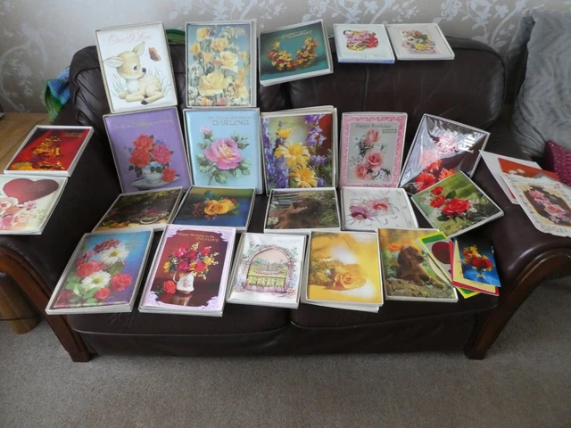 Boxed Vintage Greetings Cards; Most Unwritten. Ephemera. More added.