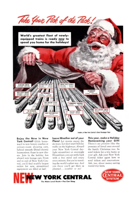New York Central Railroad Santa Pick of the Pack Print Advertisement 1949