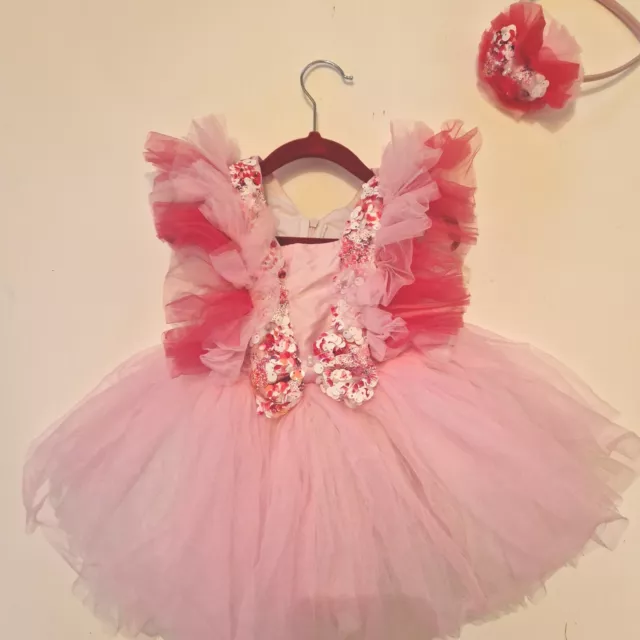 Gorgeous Baby Girl Dress, 1st birthday dress, occasion dress,matching headband.