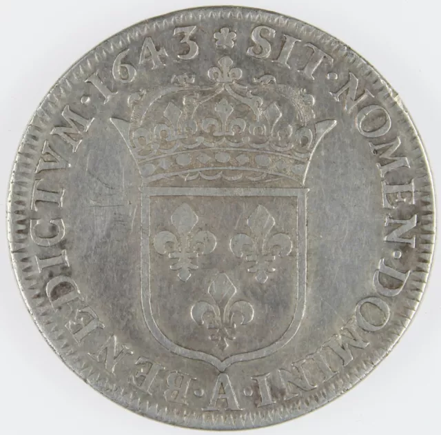 Frankreich Halber ECU Louis XIII 1643 Silber