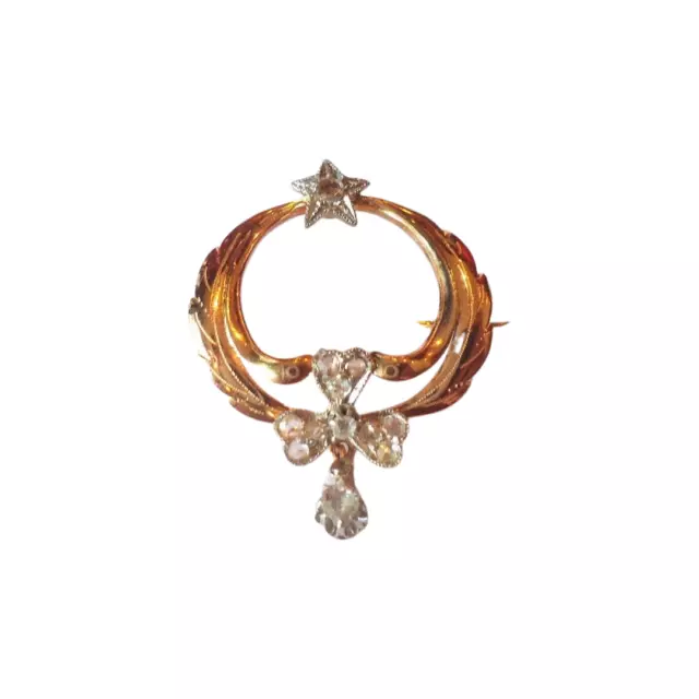 BELLE BROCHE ANCIENNE EN OR 18K DIAMANTS or 18 carats