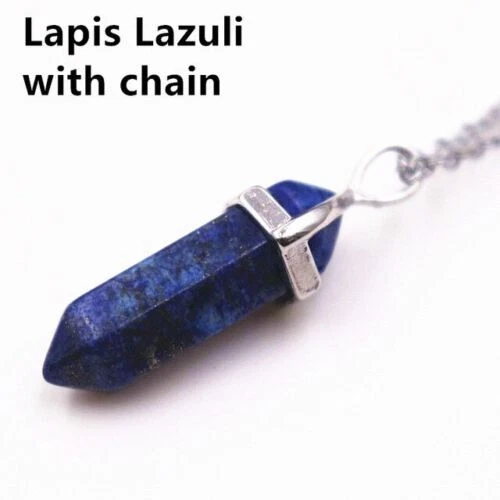 Crystal Necklace Gemstone Pendant Natural Chakra Stone Energy Healing with Chain 15