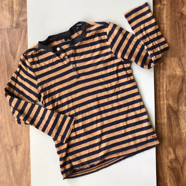 Scotch Shrunk By Scotch & Soda Boys size 8 L/S Blue Striped Shirt Henley Top