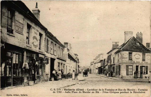 CPA AK VERBERIE - Carrefour de la Fontaine et Rue du Marche (259598)