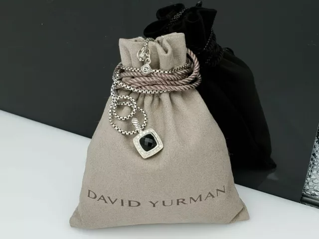 David Yurman Petite Albion Pendant Necklace with Black Onyx and Diamonds 17"