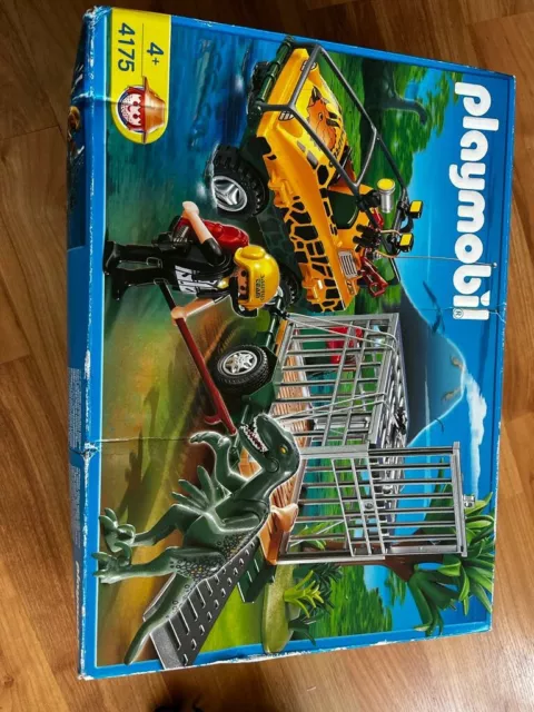 Playmobil Amphibienfahrzeug mit Anhänger und Dinosaurier 4175 mit Verpackung