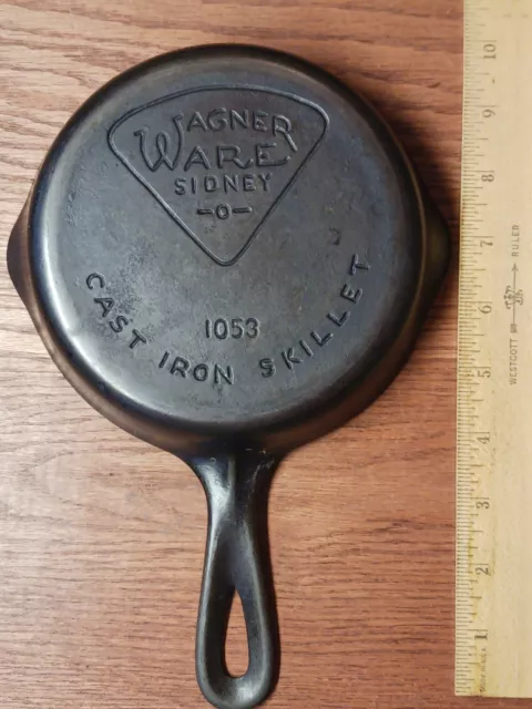 Vtg No. 3 Wagner Ware Sidney -0- Cast Iron 1053 Skillet w/ Pie Logo ~6 1/2" Dia