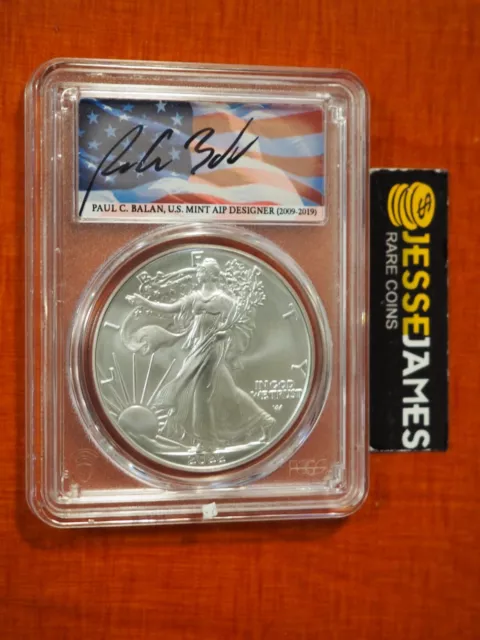 2022 W Burnished Silver Eagle Pcgs Sp70 Flag Paul Balan Signed First Day Issue