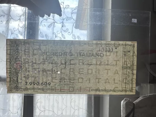 ASSEGNO CIRCOLARE IL CREDITO ITALIANO ROMA 26 febbraio 1943 10000 LIRE 3