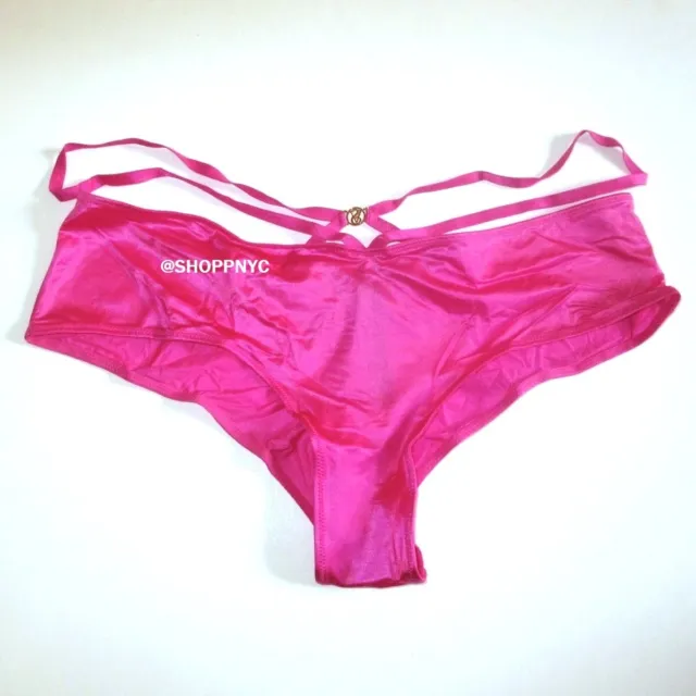 VICTORIAS SECRET Very Sexy Strappy Cheeky Panty Size XL Hot Pink Smooth Silky