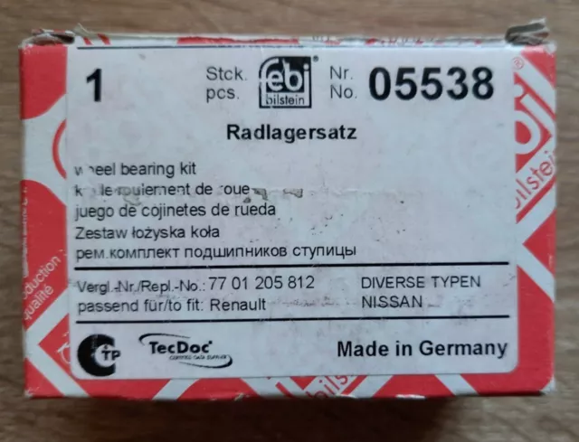 FEBI 05538 Radlagersatz Hinterachse beidseitig für RENAULT DACIA NISSAN