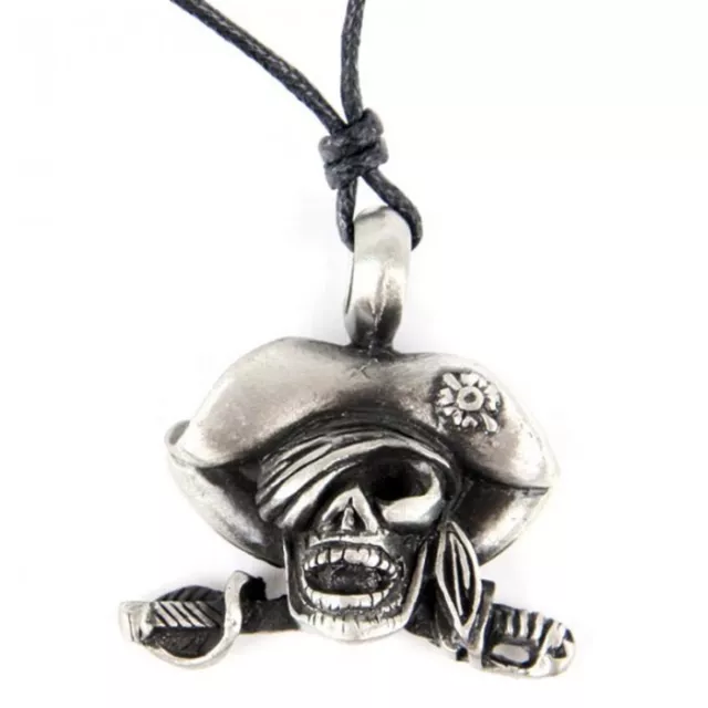 Pendentif Tete de Mort en Etain Crane Pirate Biker NEUF Sous Blister N°1