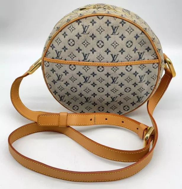 AuthLouis Vuitton Monogram Mini Round JeannePM Blue M92001 ShoulderBag NS030374