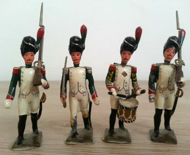4 anciens SOLDATS DE PLOMB CBG MIGNOT Italiens de la Garde Infanterie 1er Empire