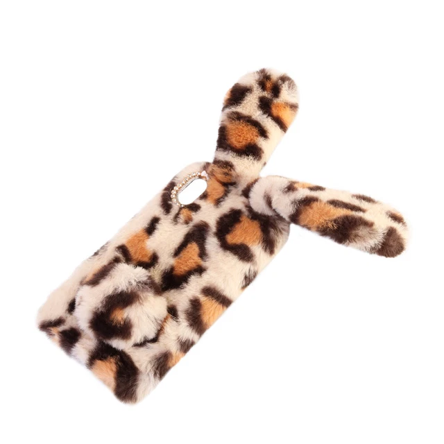 Peluche Lapin Cas De Téléphone De Mode Strass Hiver Garder Chaud 2
