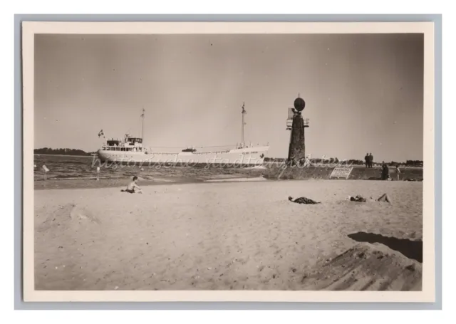 Travemünde 1959 - Schiff ELSE PRIVA - 'Warnung Lebensgefahr' - Foto 1950er