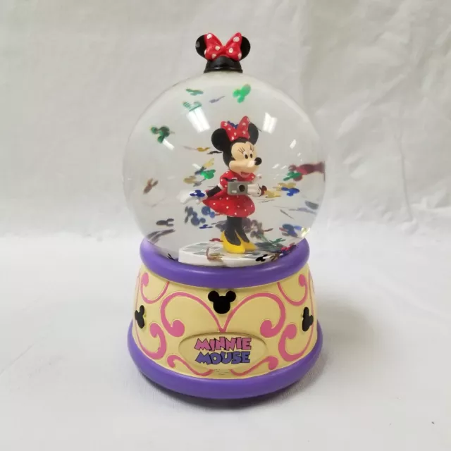 Disney Snow Globe Minnie Mouse Plays "Minnie's Yoo Hoo" Music Box - WORKS
