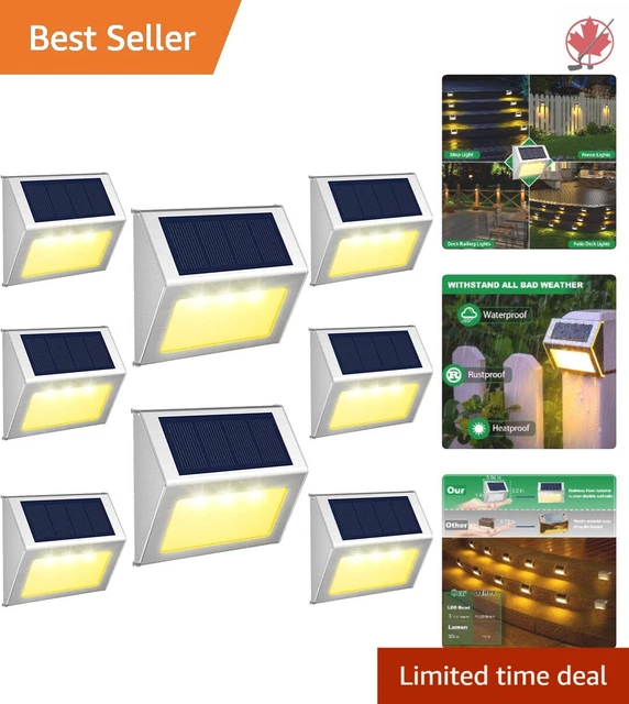 Waterproof Solar Lights for Fence, Deck, Garden, Steps - 8 Pack Cost-Effective