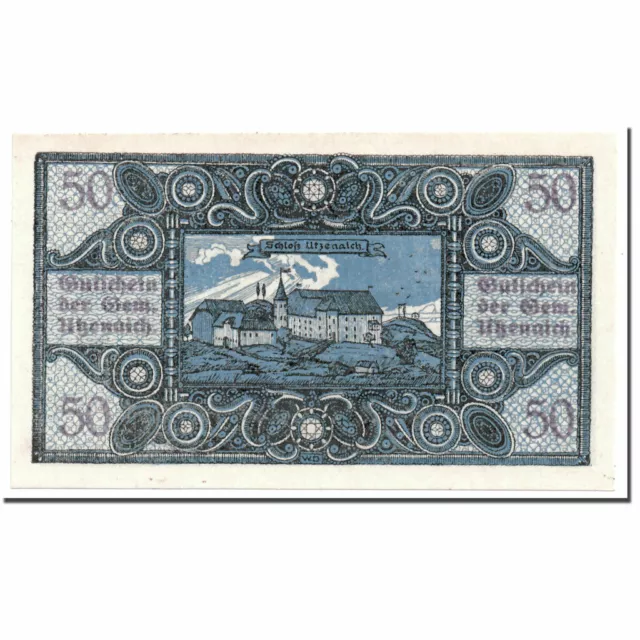 [#364325] Banknote, Austria, Utzenaich, 50 Heller, paysage, 1920, UNC(63), Mehl: