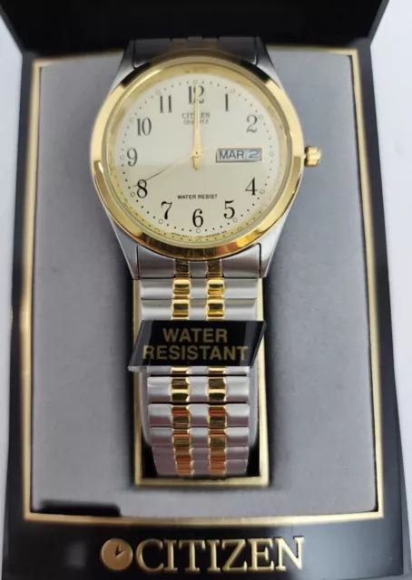 Citizen EcoDrive Watch Company BF0154 Silver & Gold Watch Water Resistant in Box