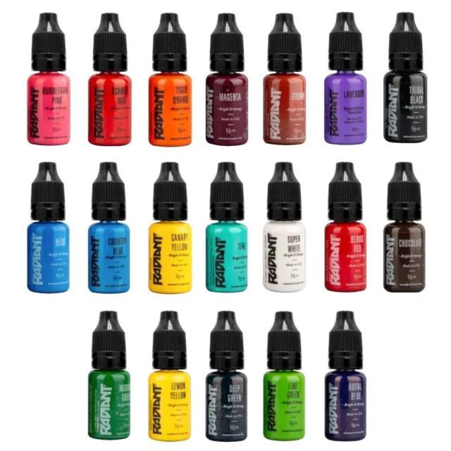 Radiant Colors 19 Color Tattoo Ink Set - 1/2Oz Bottles
