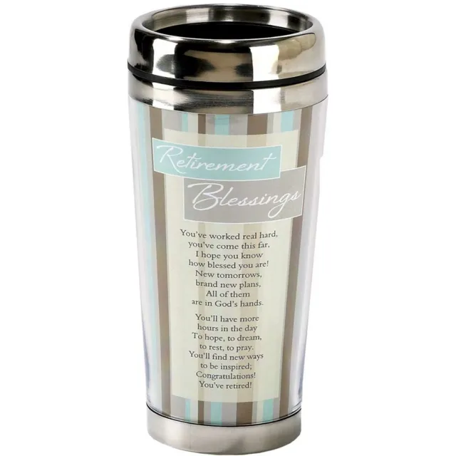 Retirement Blessings Brown Stripes 16 oz. Stainless Steel Insulated Travel Mug