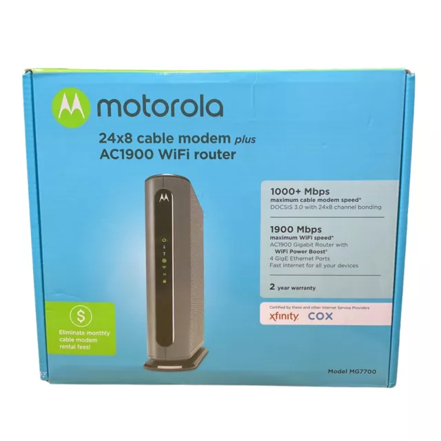 MOTOROLA MG7700 WIFI 24x8 DOCSIS 3.0 CABLE MODEM + AC1900 ROUTER Combo