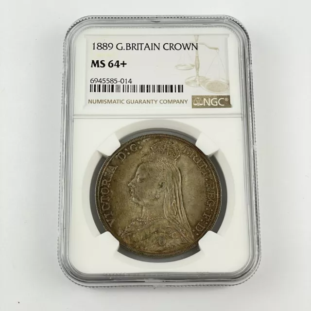 Great Britain Queen Victoria 1889 Crown Silver Coin MS 64+ 64 + NGC Graded