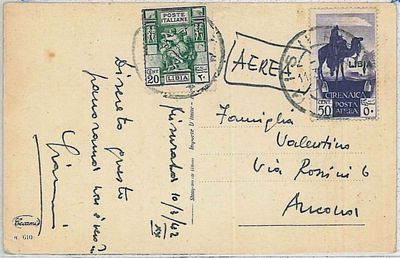 LIBIA LYBIA Cartolina militare Italiana 1941 Storia Postale 36445  colonie 